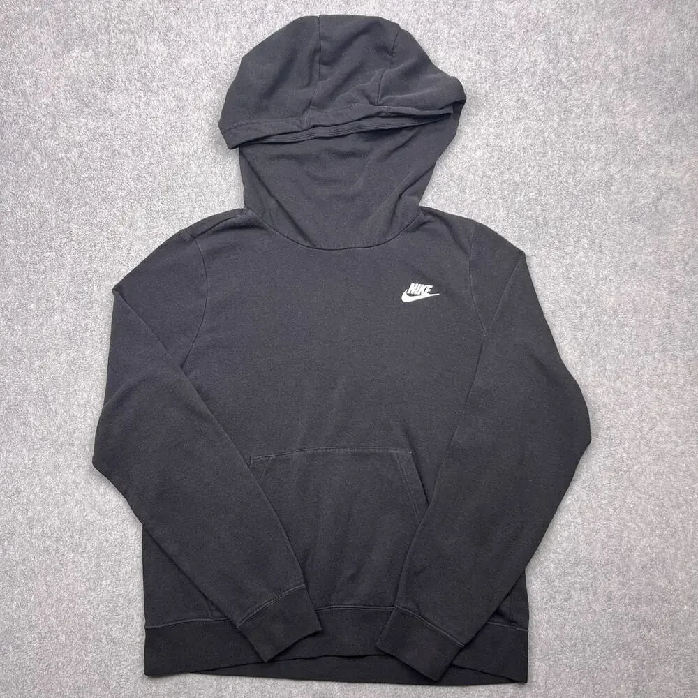 nike sportswear club funnel neck hoodie black fleece medium